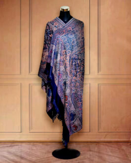 Woman shawl Jamawar Faux pashmina Royal blue