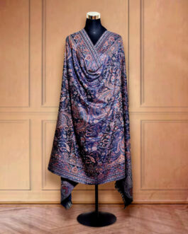 Woman shawl Jamawar Faux pashmina Royal blue