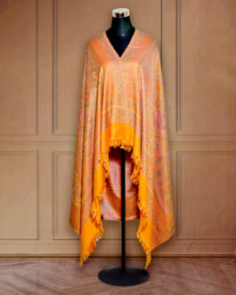 Woman shawl Jamawar Faux Pashmina Mustard Yellow