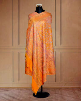 Woman shawl Jamawar Faux Pashmina Mustard Yellow