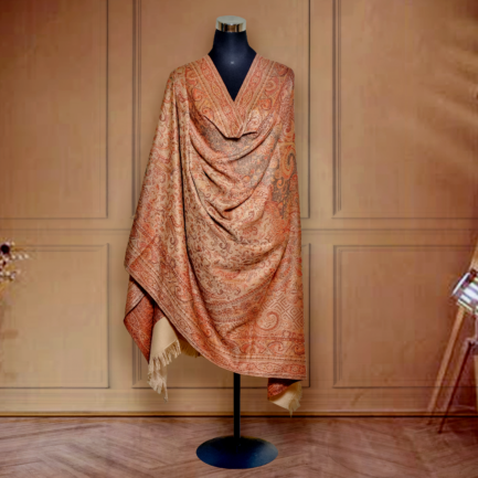 Woman shawl Jamawar Faux Pashmina - golden - Image 2