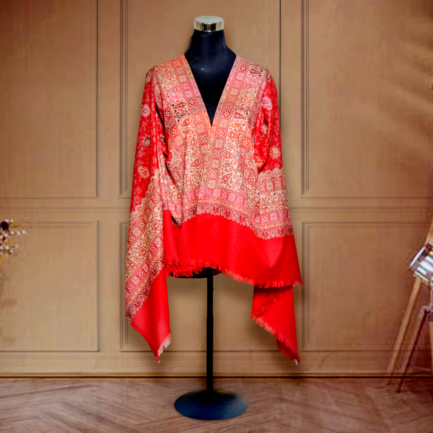 Woman shawl Jamawar Faux Pashmina - red - Image 2