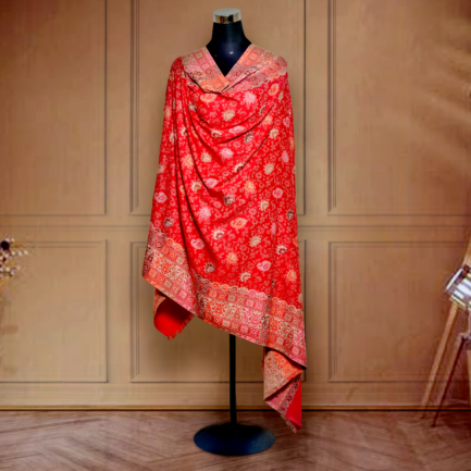 Woman shawl Jamawar Faux Pashmina - red