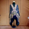 Woman shawl Jamawar Faux Pashmina - blue stole - Image 2